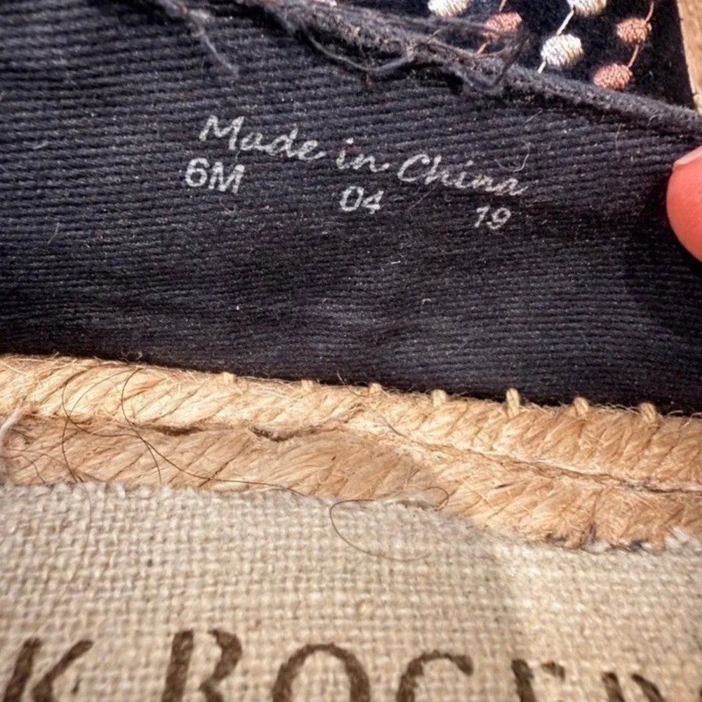 Jack Rogers Luna Suede Espadrilles Embroidered Geometric Design‎ Women's Size 6M